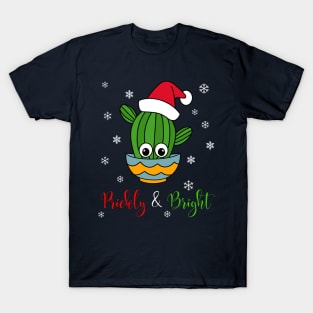 Prickly And Bright - Cactus With A Santa Hat In A Bowl T-Shirt